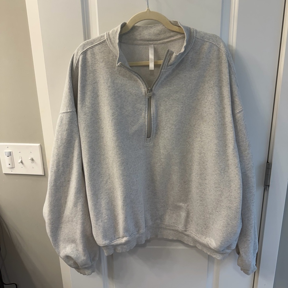 Fabletics Women’s Gray Quarter-Zip Sweater